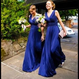 J Crew Heidi Long Silk Chiffon Dress Dark Cove Blue 6